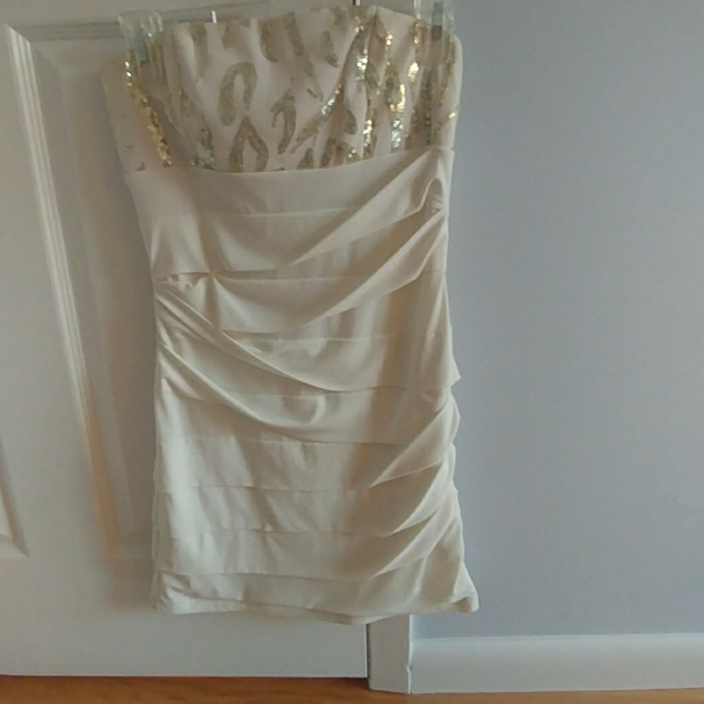 S off-white bandage dress with sequins